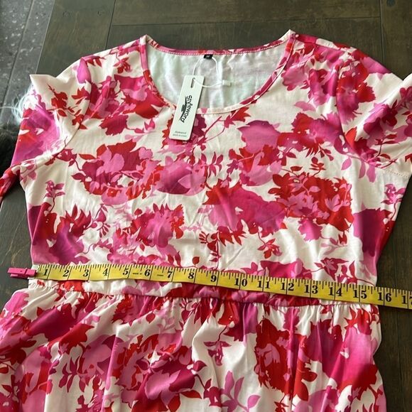 NWT Floral Midi Summer Tiered Dress with Ruffle Sleeves and Pockets - Picture 11 of 15